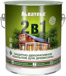 Защитно-декоративное покрытие для дерева Акватекс бесцветный 2,7л 2 в 1