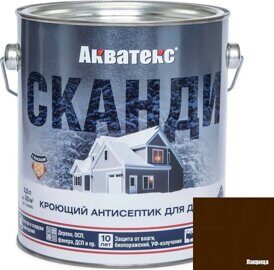 Антисептик для дерева Акватекс Сканди, кроющий, полуматовый, Лакрица, 2,5л