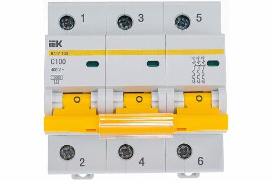 Автоматический выключатель ВА47-100 3Р 100А 10кА  х-ка С IEK MVA40-3-100-C