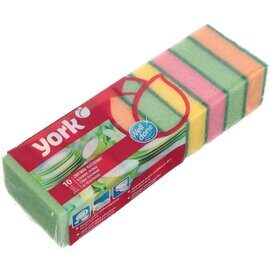 Губка для посуды, 10 шт 9х6х2.7 см, York Джамбо 030030