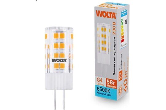 Светодиодная лампа G4 5Вт 6500K WOLTA WSTD-JC-220V5W6KG4-C