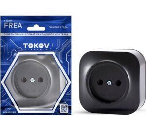 Розетка 1ая без заземления ОП Frea 16А IP20 250В АБС-пластик карбон TOKOV ELECTRIC TKE-FR-R1-C14