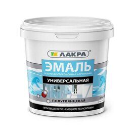 Эмаль акриловая универсальная Лакра Белая полуглянцевая 0,9кг Л-С