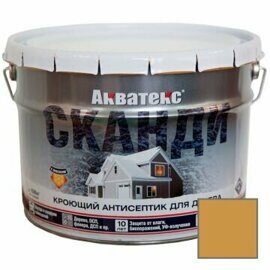 Антисептик для дерева Акватекс Сканди, кроющий, полуматовый, Имбирь, 9л