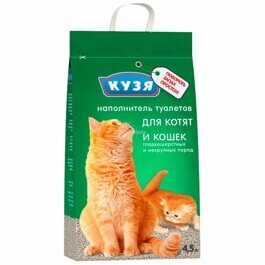 Наполнитель для лотка впитывающий, 4.5 л,для котят и кошек, Кузя