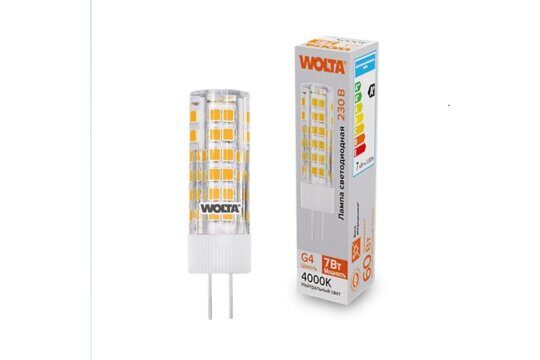 Светодиодная лампа 7Вт 4000K G4 WOLTA WSTD-JC-220V7W4KG4-C