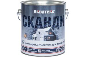 Антисептик для дерева Акватекс Сканди, кроющий, полуматовый, Айсберг, 2,5л (База А)